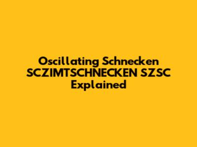 Oscillating Schnecken SCZIMTSCHNECKEN SZSC Explained