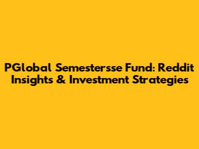 PGlobal Semestersse Fund: Reddit Insights & Investment Strategies