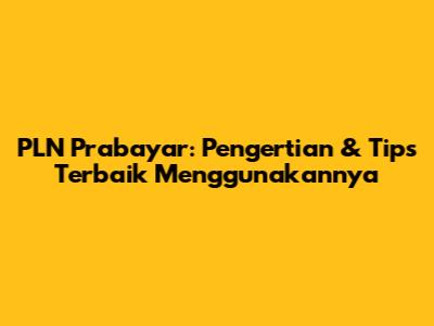 PLN Prabayar: Pengertian & Tips Terbaik Menggunakannya