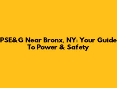 PSE&G Near Bronx, NY: Your Guide To Power & Safety