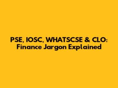 PSE, IOSC, WHATSCSE & CLO: Finance Jargon Explained
