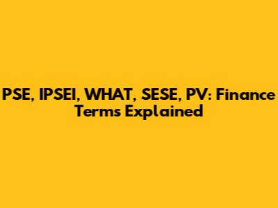 PSE, IPSEI, WHAT, SESE, PV: Finance Terms Explained