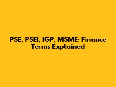 PSE, PSEI, IGP, MSME: Finance Terms Explained