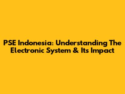 PSE Indonesia: Understanding The Electronic System & Its Impact