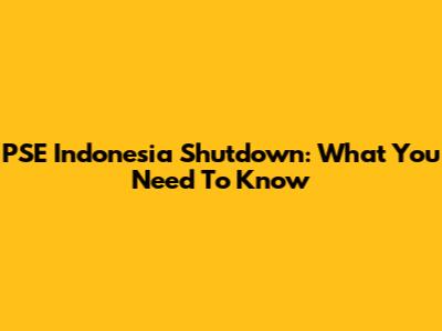 PSE Indonesia Shutdown: What You Need To Know