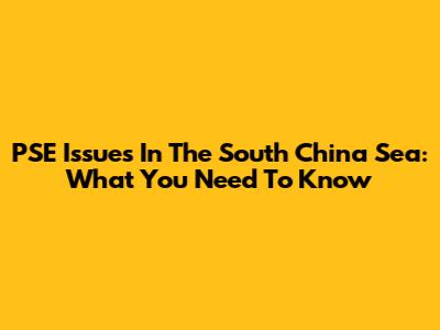 PSE Issues In The South China Sea: What You Need To Know