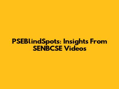 PSEBlindSpots: Insights From SENBCSE Videos