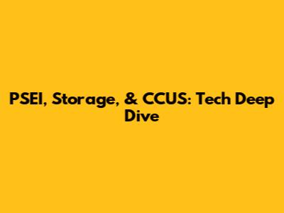 PSEI, Storage, & CCUS: Tech Deep Dive