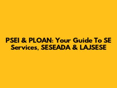 PSEI & PLOAN: Your Guide To SE Services, SESEADA & LAJSESE