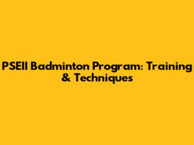 PSEII Badminton Program: Training & Techniques
