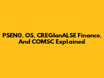 PSEN0, OS, CREGIonALSE Finance, And COMSC Explained