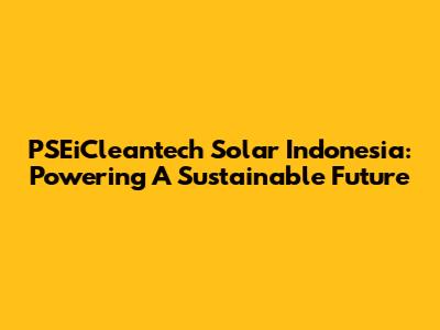 PSEiCleantech Solar Indonesia: Powering A Sustainable Future