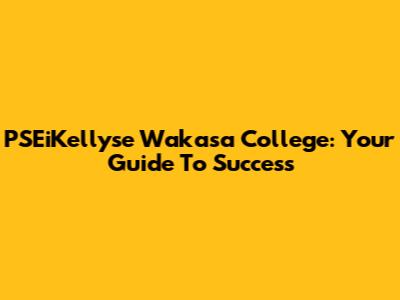 PSEiKellyse Wakasa College: Your Guide To Success