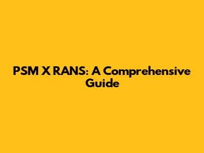 PSM X RANS: A Comprehensive Guide