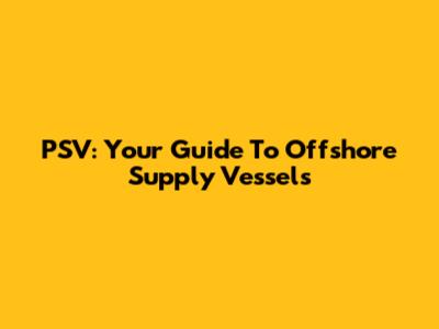 PSV: Your Guide To Offshore Supply Vessels