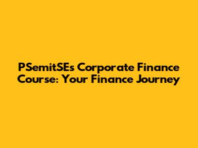 PSemitSE's Corporate Finance Course: Your Finance Journey