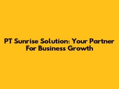 PT Sunrise Solution: Your Partner For Business Growth