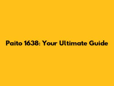 Paito 1638: Your Ultimate Guide