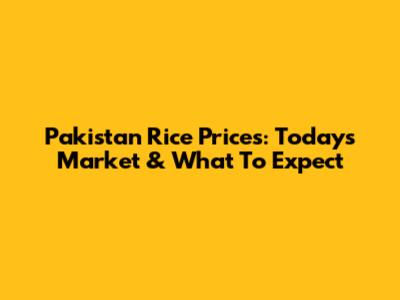 Pakistan Rice Prices: Today's Market & What To Expect