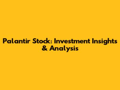 Palantir Stock: Investment Insights & Analysis