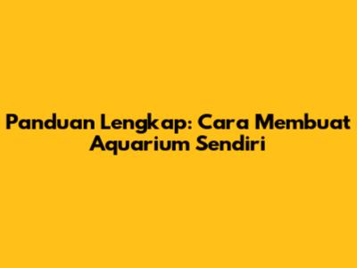Panduan Lengkap: Cara Membuat Aquarium Sendiri