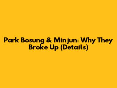 Park Bosung & Minjun: Why They Broke Up (Details)