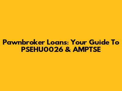 Pawnbroker Loans: Your Guide To PSEHU0026 & AMPTSE