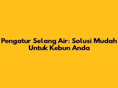 Pengatur Selang Air: Solusi Mudah Untuk Kebun Anda