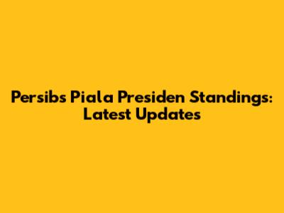 Persib's Piala Presiden Standings: Latest Updates