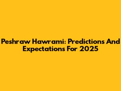 Peshraw Hawrami: Predictions And Expectations For 2025