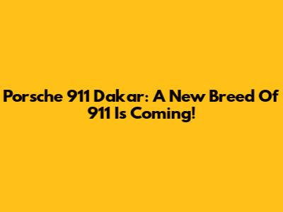 Porsche 911 Dakar: A New Breed Of 911 Is Coming!