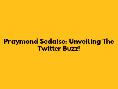 Praymond Sedaise: Unveiling The Twitter Buzz!