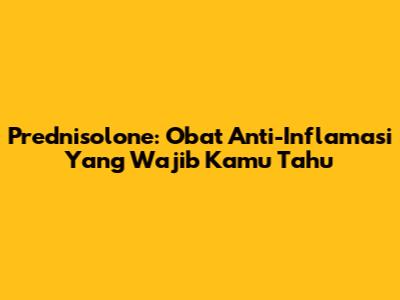 Prednisolone: Obat Anti-Inflamasi Yang Wajib Kamu Tahu