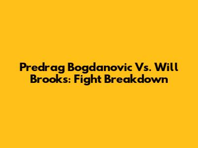 Predrag Bogdanovic Vs. Will Brooks: Fight Breakdown