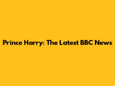 Prince Harry: The Latest BBC News