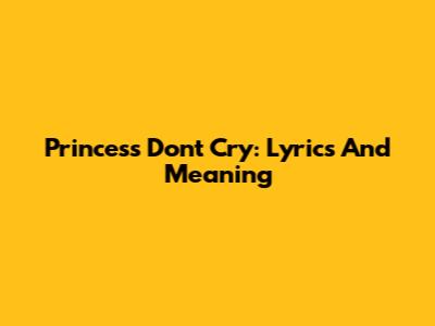 Princess Don't Cry: Lyrics And Meaning