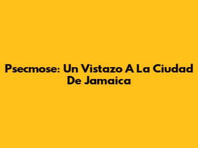 Psecmose: Un Vistazo A La Ciudad De Jamaica