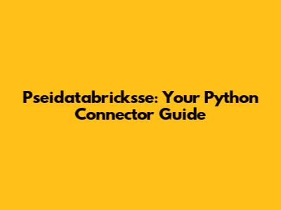 Pseidatabricksse: Your Python Connector Guide