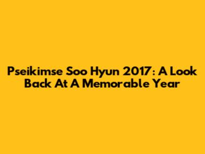 Pseikimse Soo Hyun 2017: A Look Back At A Memorable Year