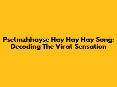 Pselmzhhayse Hay Hay Hay Song: Decoding The Viral Sensation