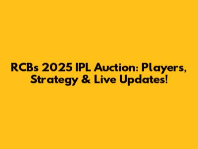RCB's 2025 IPL Auction: Players, Strategy & Live Updates!