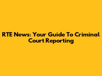 RTE News: Your Guide To Criminal Court Reporting