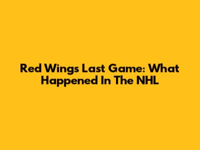 Red Wings' Last Game: What Happened In The NHL