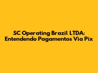 SC Operating Brazil LTDA: Entendendo Pagamentos Via Pix