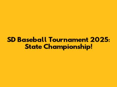 SD Baseball Tournament 2025: State Championship!