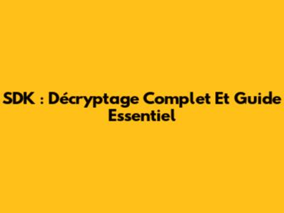 SDK : Décryptage Complet Et Guide Essentiel