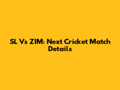 SL Vs ZIM: Next Cricket Match Details