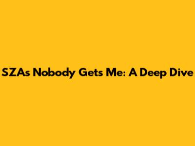 SZA's "Nobody Gets Me": A Deep Dive