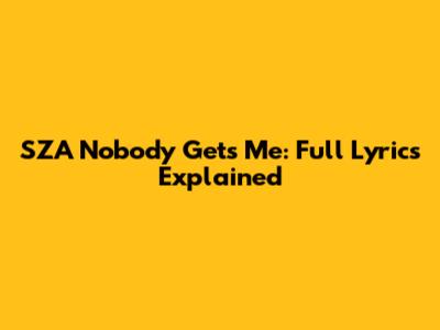 SZA Nobody Gets Me: Full Lyrics Explained