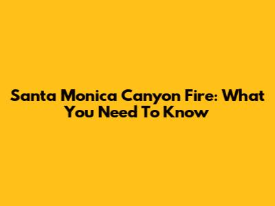 Santa Monica Canyon Fire: What You Need To Know